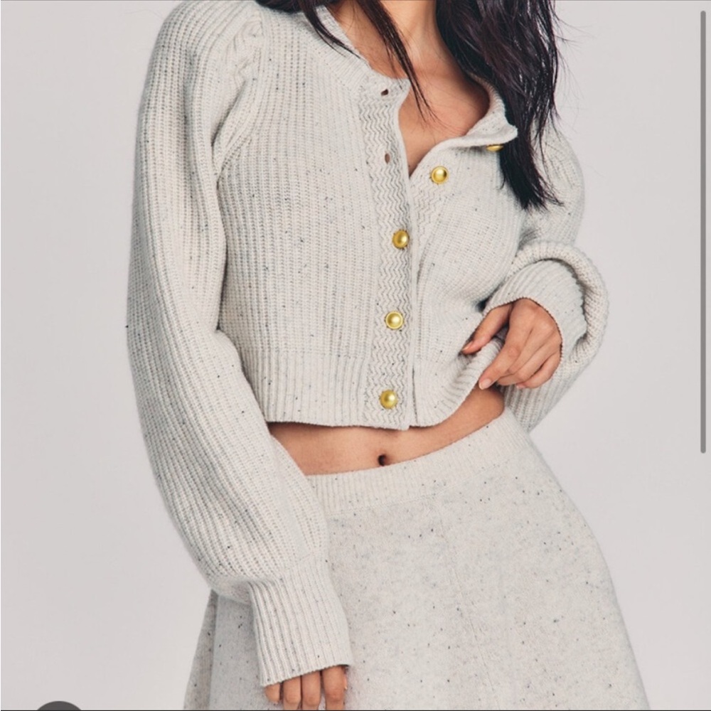 NWT Loveshackfancy Cashmere Mini Skirt In Cookies And Cream